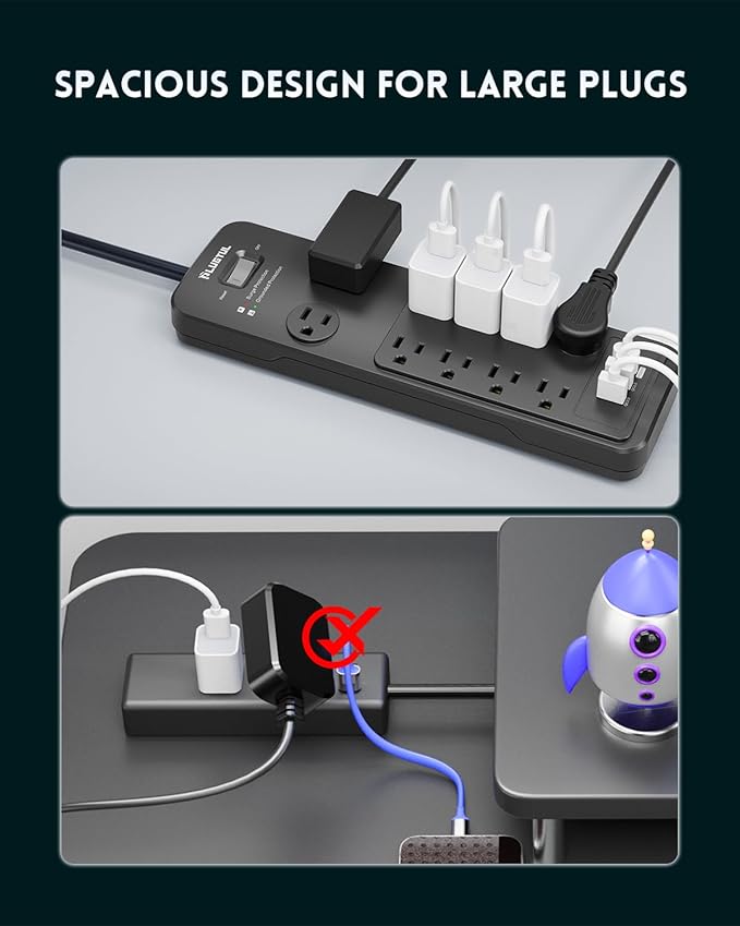 Surge Protector Power Strip 20FT, PLUGTUL Surge Protector