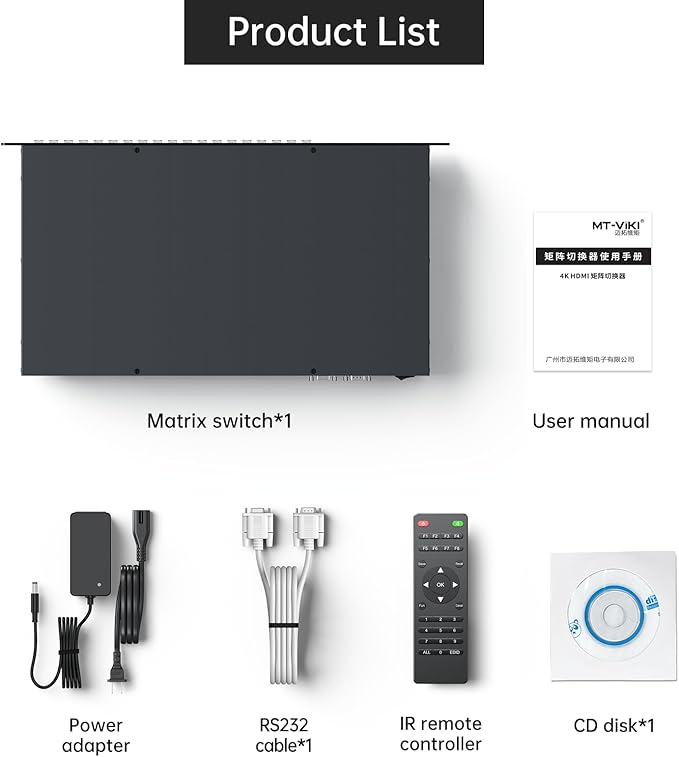 MT-VIKI 16X16 4K HDMI Matrix Switch Support Web GUI & 3.5mm Stereo Audio