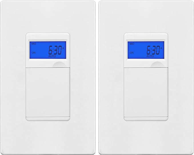 TG 7 Days Digital in-Wall Programmable Timer Switch (2 Pack)