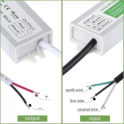 (Pack of 6) LED Driver 60 Watts Waterproof IP67 Power Supply Transformer