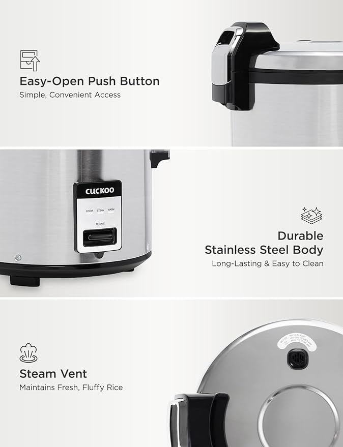 CUCKOO Commercial Rice Cooker & Warmer, Extra Large Rice Cooker 30-Cup Un...