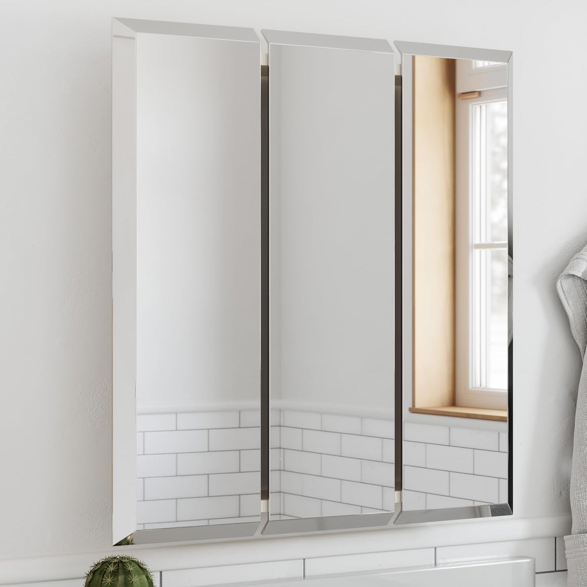 Design House Cyprus Bathroom Medicine Cabinet with Mirror, 25 Inch Recessed o...
