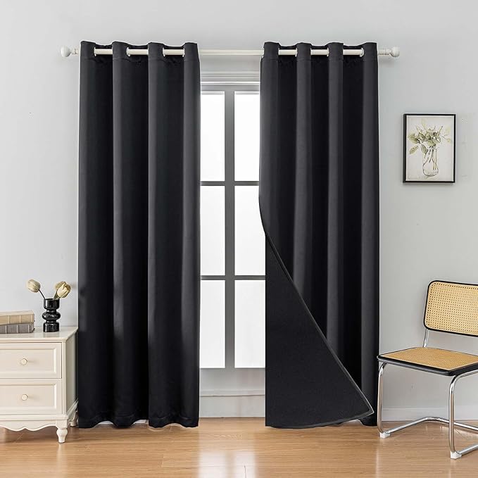 Anytime 100% Blackout Curtain 2 Panels Set, Thermal Insulated Window Drapes