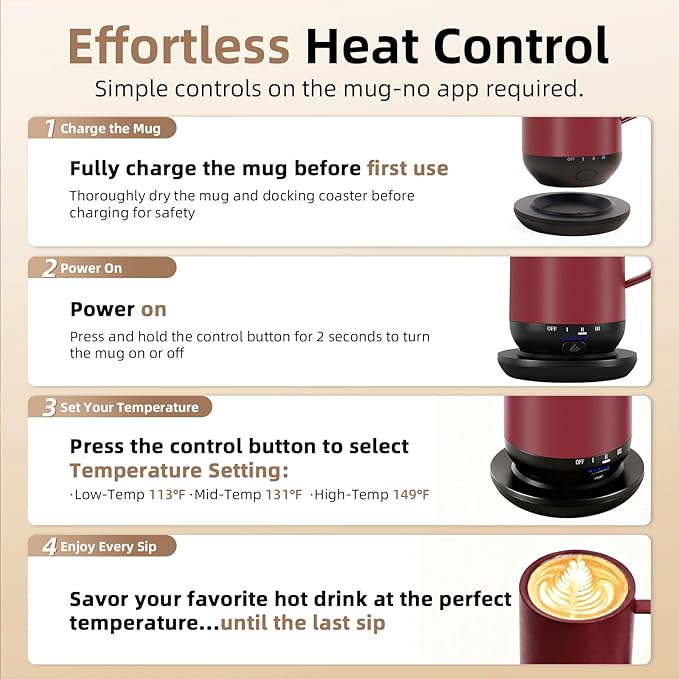 Self Heating Coffee Mug, High-Capacity- 18 oz, 180 Min Battery Life, Smart