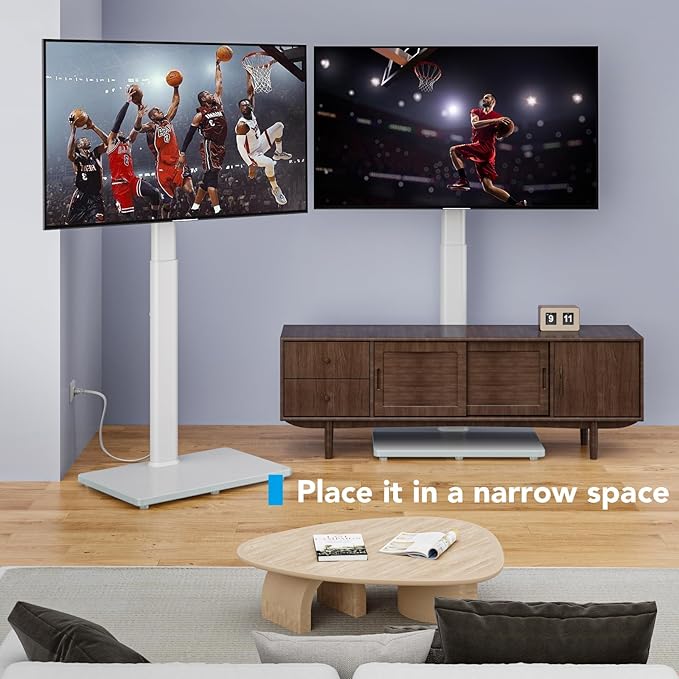 AX WABER Floor TV Stand with Power Outlet, Universal TV Stand Mount