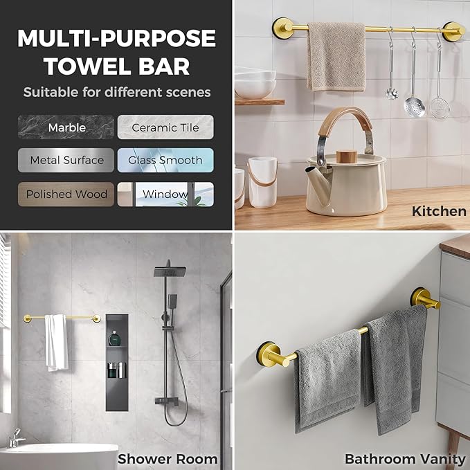 Adjustable Suction Cup Towel Bar (2 Pack)
