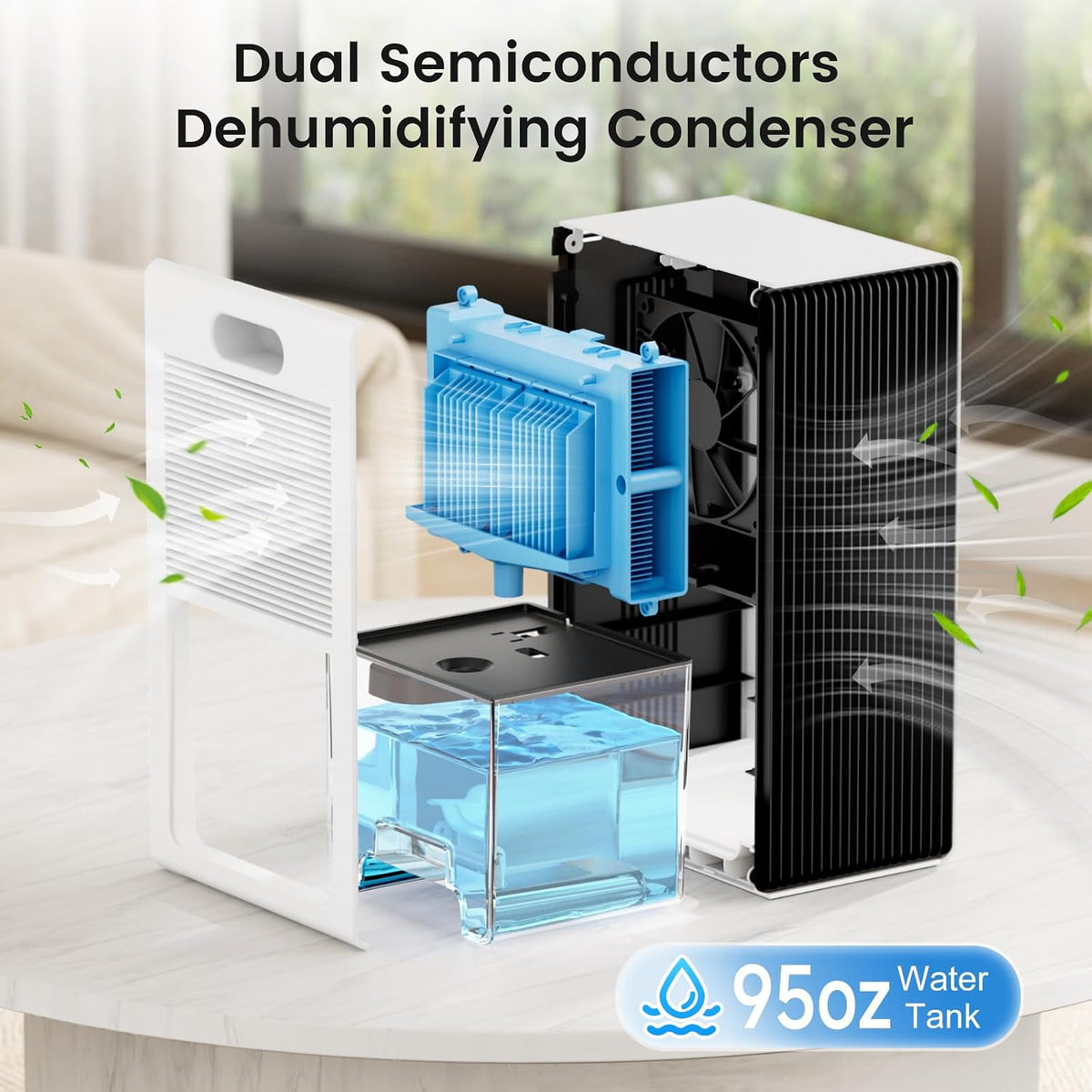 Dehumidifiers for Home, 1000 Sq Ft Dehumidifier with 95oz Tank Auto Shutoff