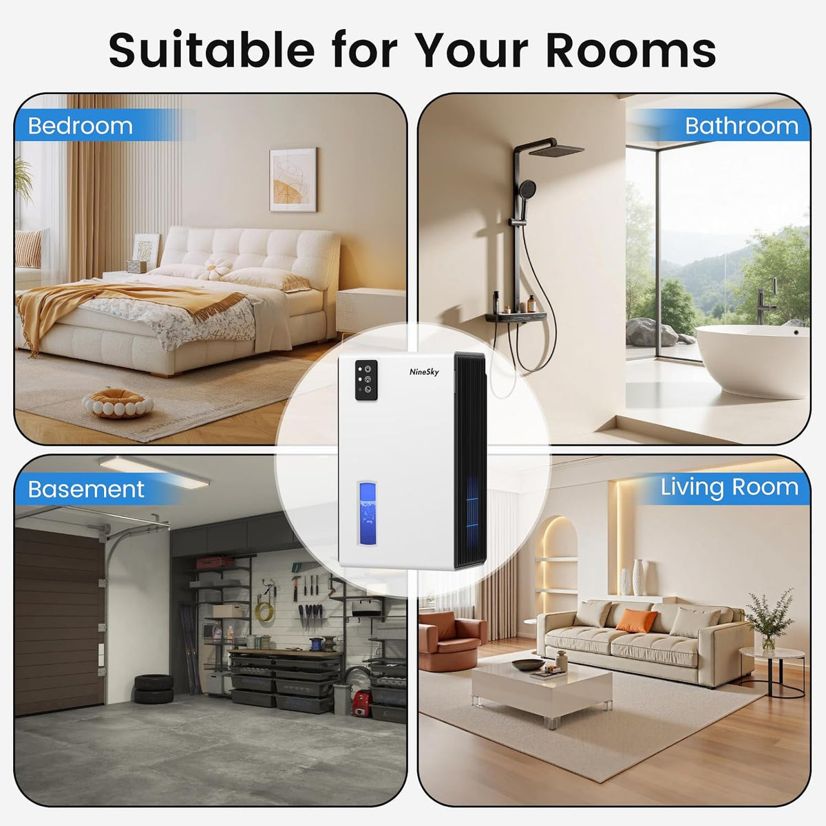 Dehumidifiers for Home, 1000 Sq Ft Dehumidifier with 95oz Tank Auto Shutoff