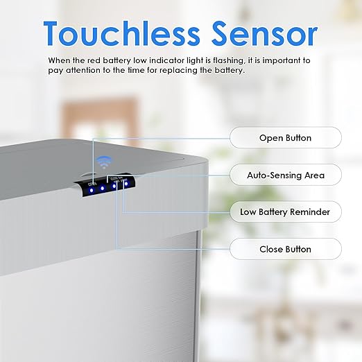 AthLike Sensor Trash Can, Touchless Motion Sensor Trash Bin, Smart Automatic