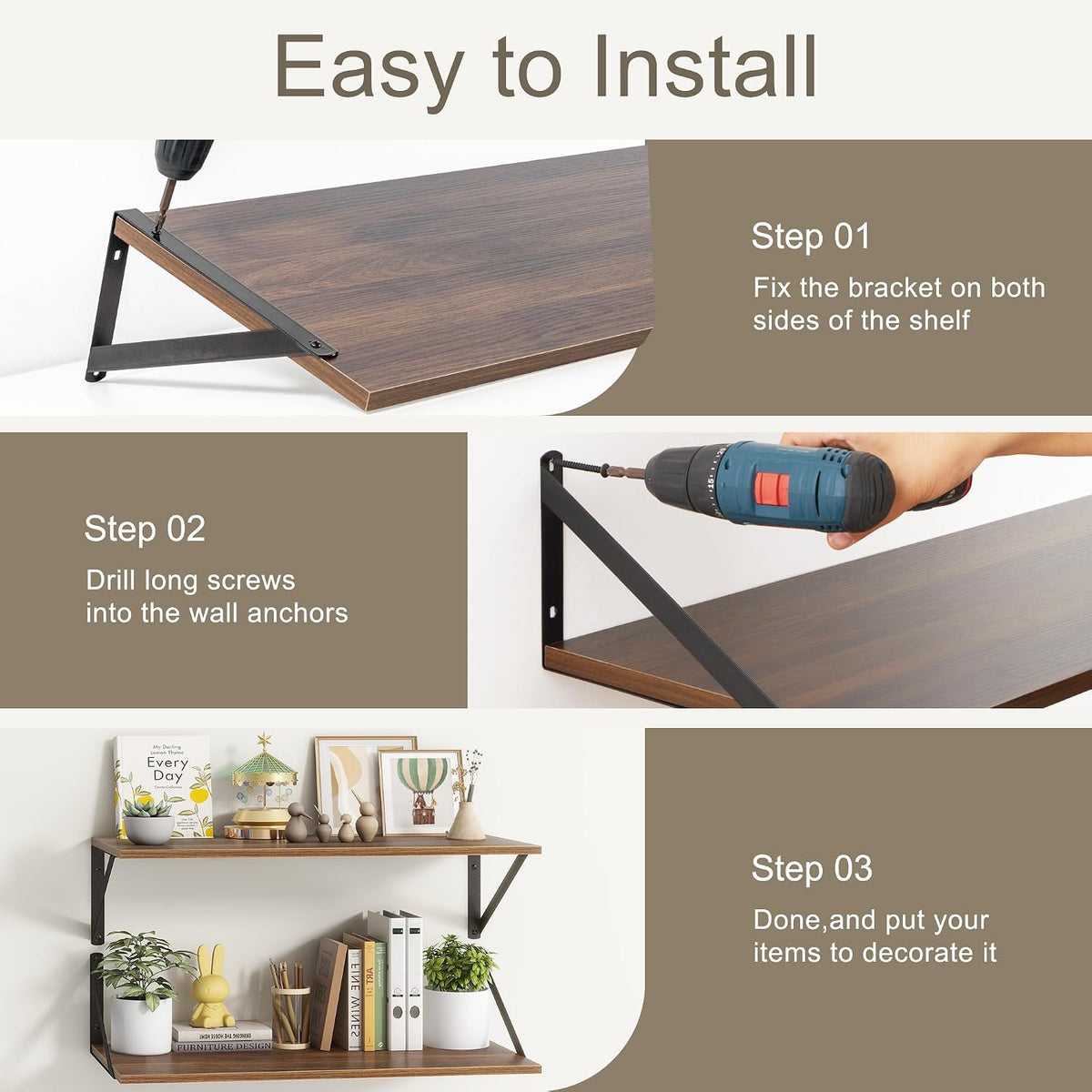Deep Floating Shelves, 12 Inch Deep Floating Shelves (Set of 2)