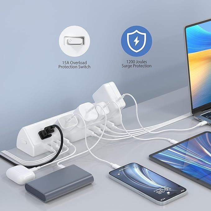 Jgstkcity Desk Clamp Power Strip, 45W Fast Charging Station, 4 USB-C, 4 USB-A