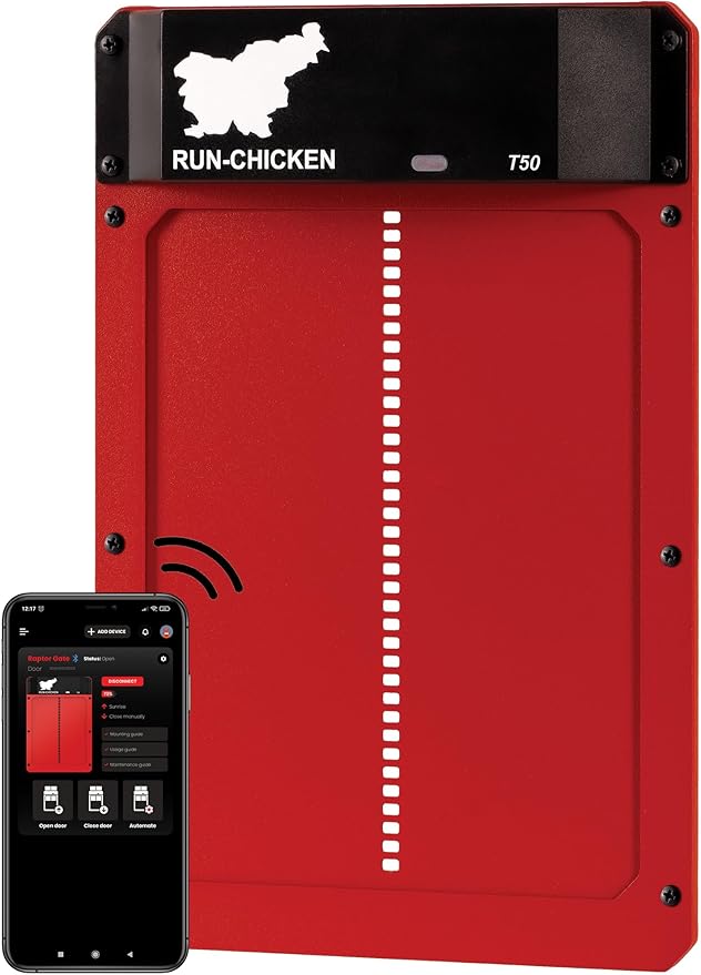 Run-Chicken Door T50 – Automatic Chicken Coop Door Opener, Battery Powered &