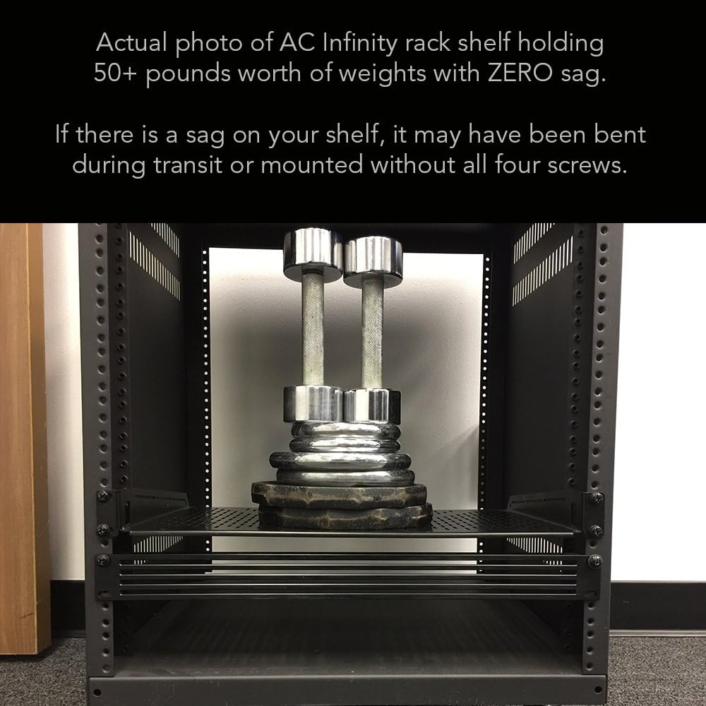 AC Infinity Vented Rack Shelf 1U, 10" Deep for 19" Servers & Racks