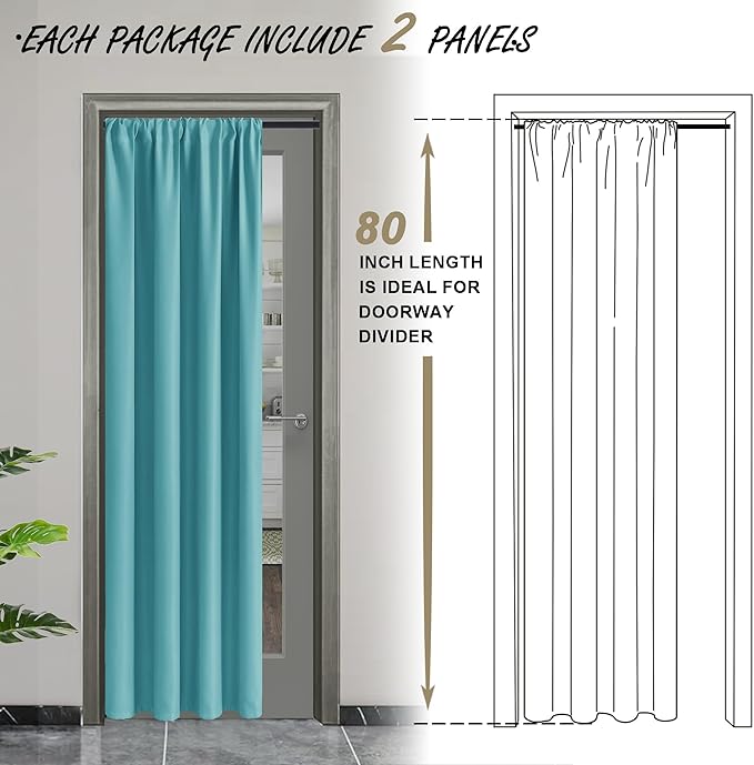 JIUZHEN 80 Inch Length Door Curtains (Set of 2)