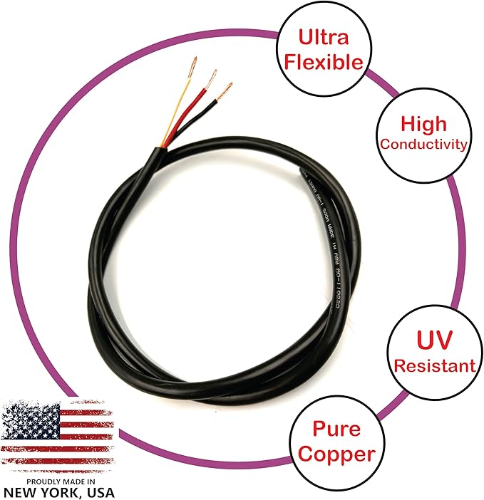 NATIONAL Wire & Cable – 10 AWG 3-Conductor Premium Copper Wire, 100 ft