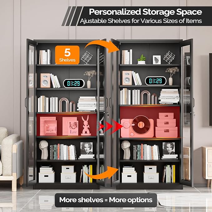 VINGLI Lockable Display Cabinet