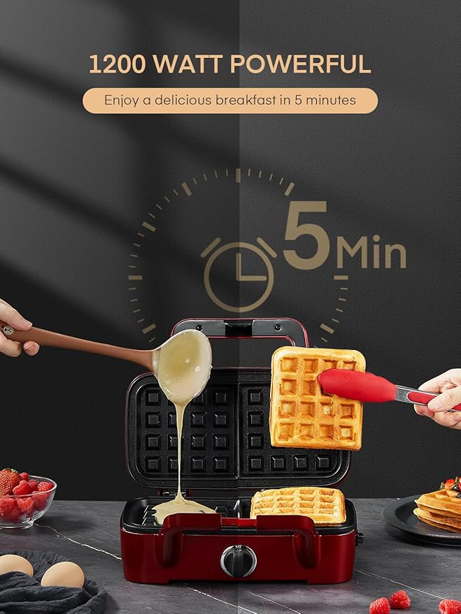 FOHERE Waffle Maker 3 in 1 Sandwich Maker 1200W Panini Press