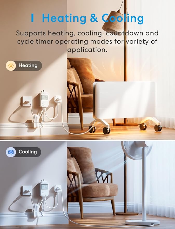 meross Smart Temperature Controller 15A 1800W, Smart Wi-Fi Thermostat
