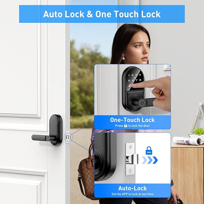 Smart keypad Door Lock with Handle,Fingerprint Keyless Entry Digital Lock with