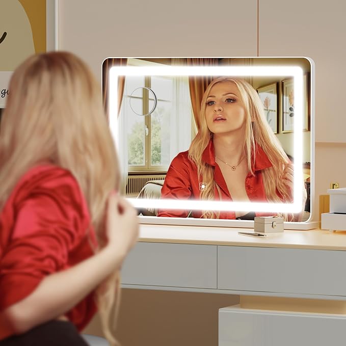 Makeup Vanity Mirror 24" x 19" Large LED Makeup Mirror, Desk Mirorr