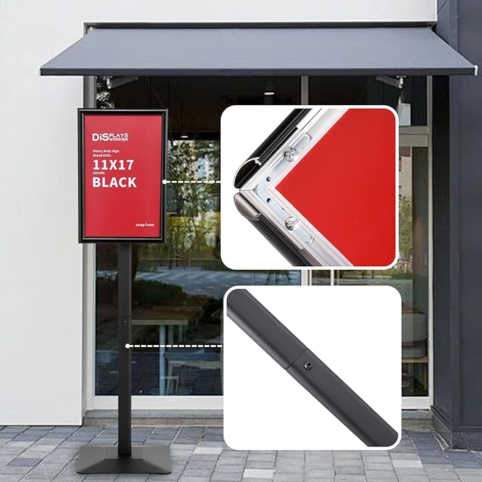 DISPLAYSWORKER Adjustable Heavy Duty Pedestal Sign holder floor Stand, sign