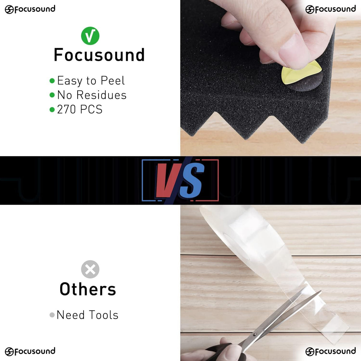 Focusound 50 Pack Acoustic Foam Panels 1" x 12" x 12" Sound Pr...