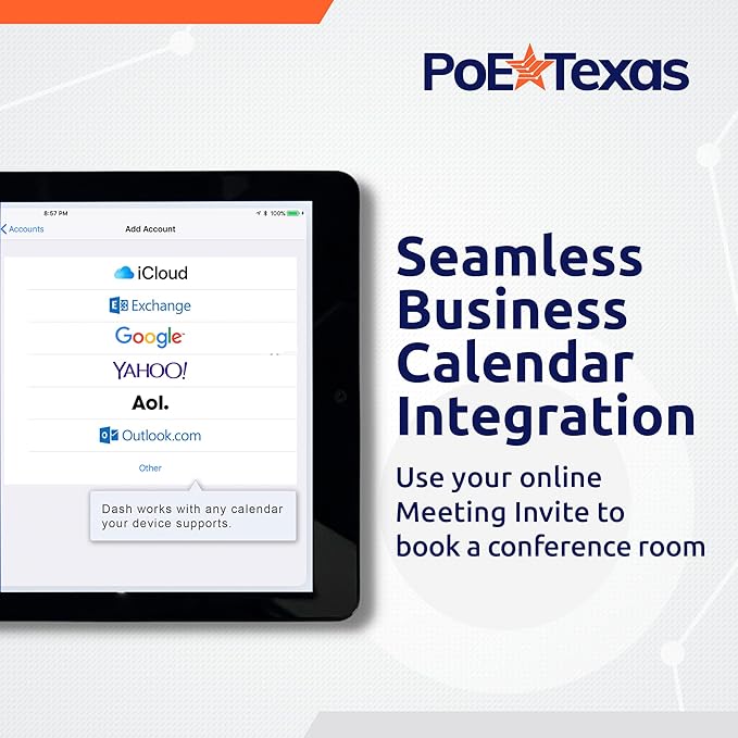 PoE Texas 8" Touchscreen Meeting Room Scheduler Tablet
