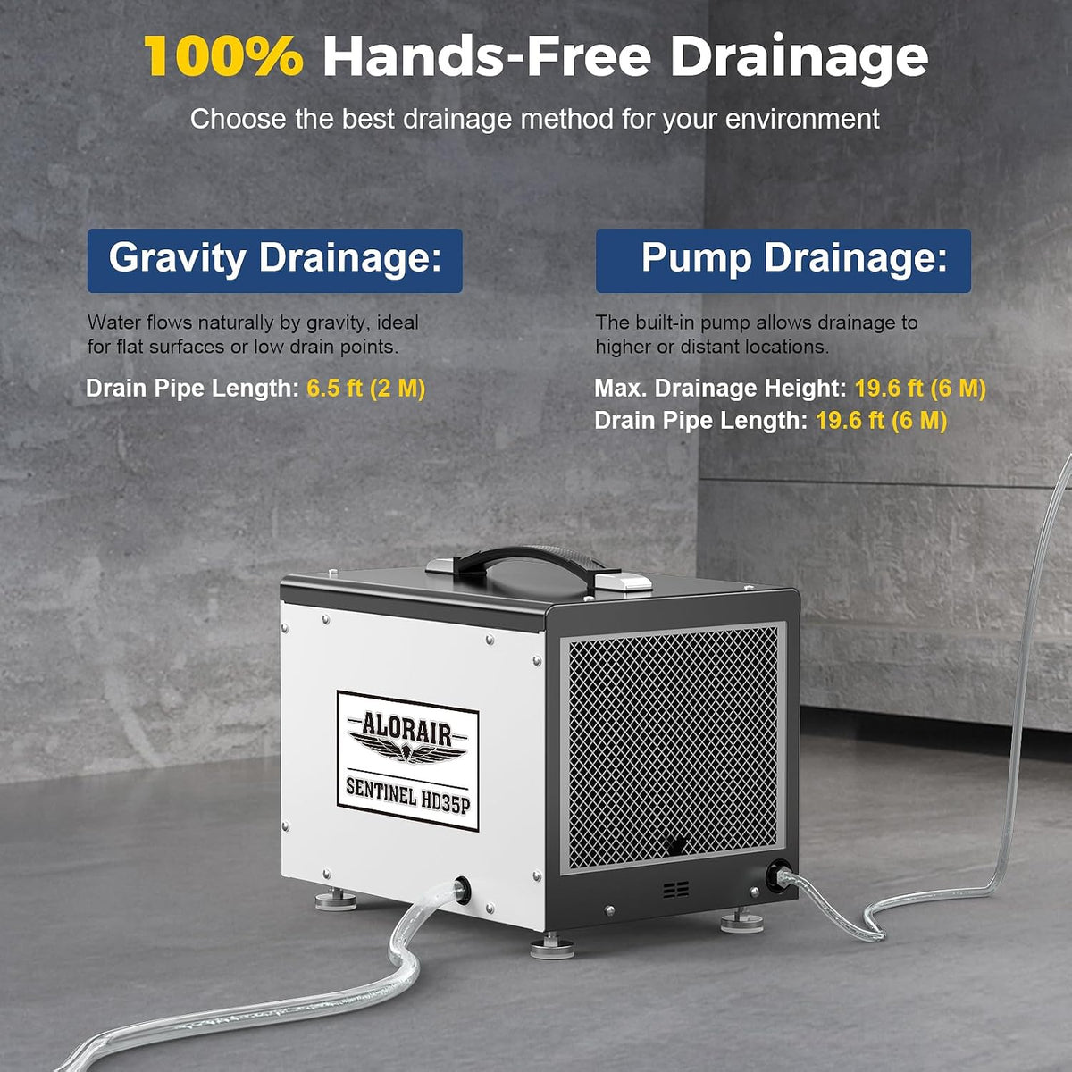 ALORAIR Smart Wi-Fi 70 Pints Crawlspace Dehumidifier with Pump Compact Unit