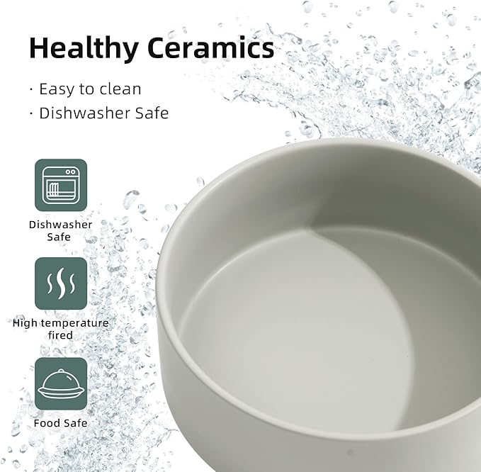 Ceramic 8.2inch Raised Dog Bowl Set, Elevated Feeder