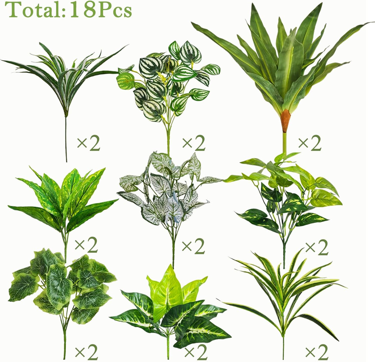 Artificial Plants for Outdoors Faux Greenery Leaves UV Resistant Fake Plant
