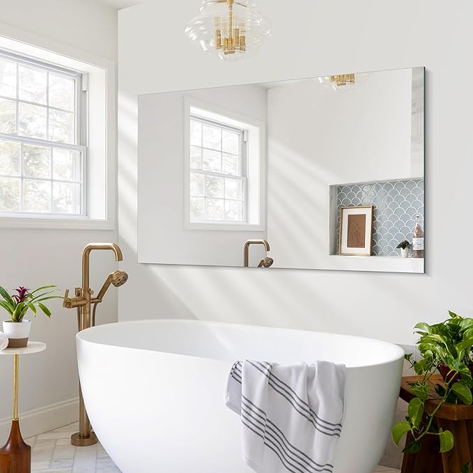 CILIBER Frameless Mirror, 30x48 inch Rectangle Bathroom Mirrors