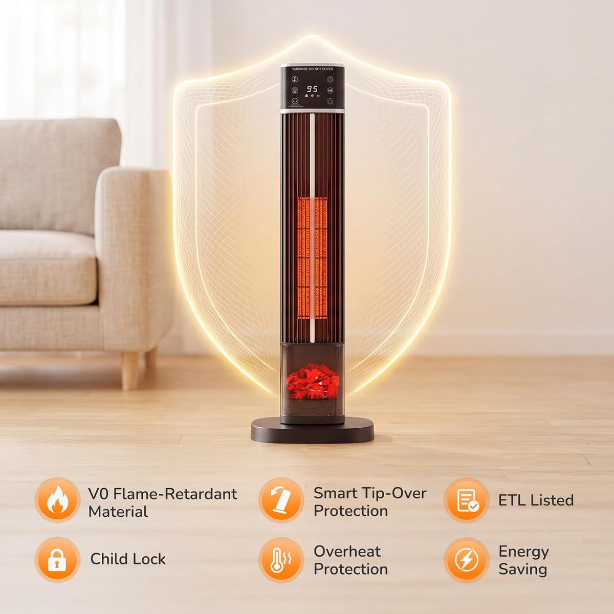 OLIXIS Space Heater for Indoor Use, Ceramic Tower Electric Heater 31.9"