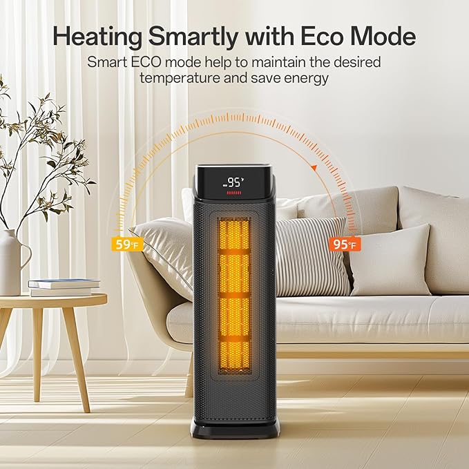 BREEZOME Space Heater Indoor, 1500W PTC Portable Electric Heaters