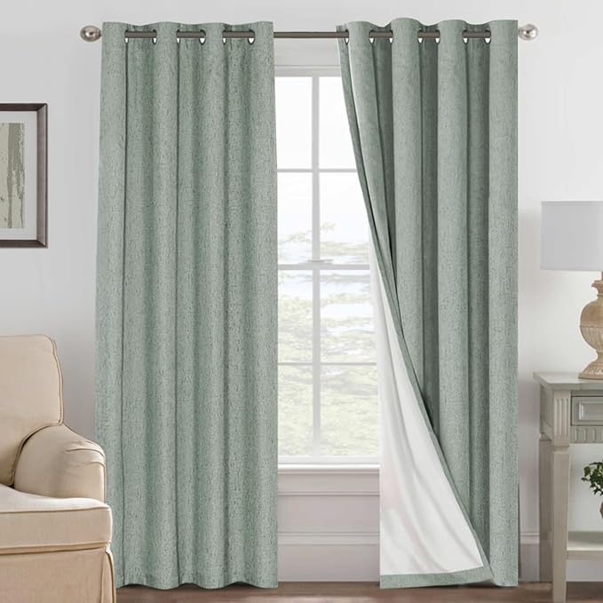 H.VERSAILTEX Bedroom Curtains Blackout Linen Blackout Curtains 84 Inches Long