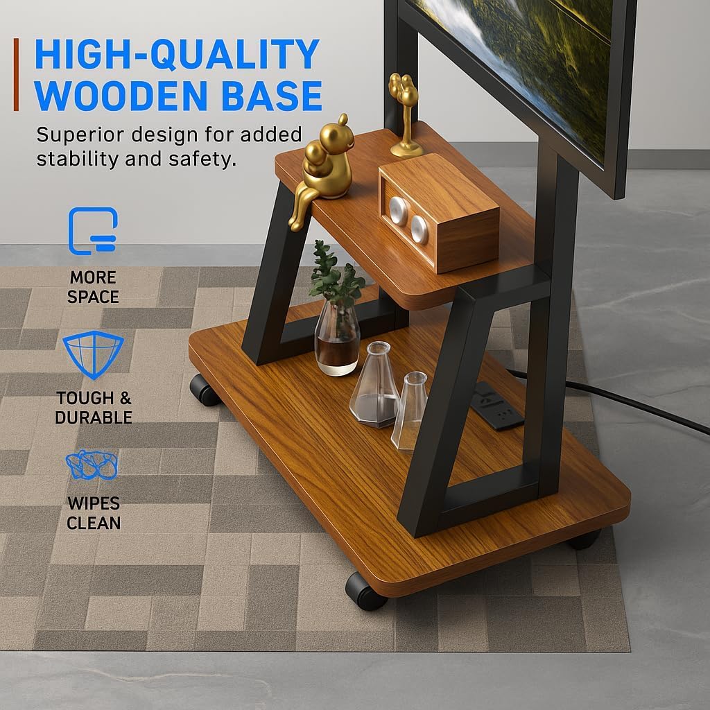 Rolling TV Stand for 32-80 Inch TVs, TV Cart with Power Outlet