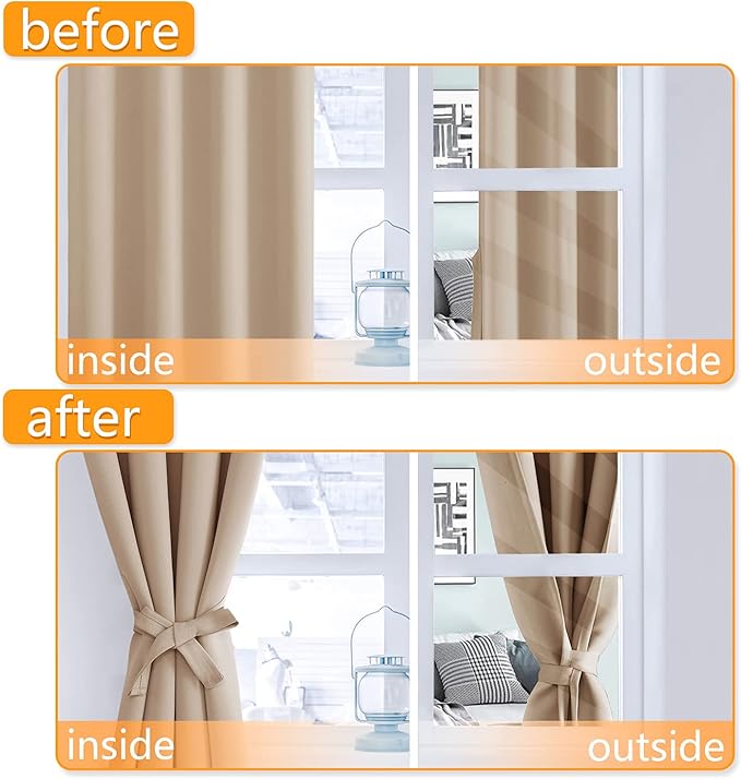Hiasan Blackout Window Curtain Panels, Thermal Insulated, Light Blocking (Set...