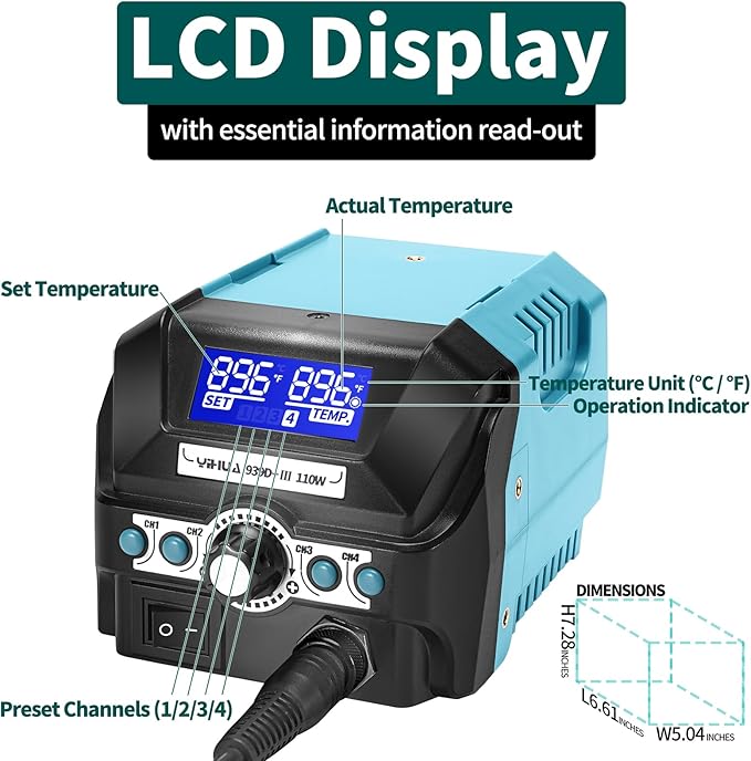 YIHUA 939D+ III EVO Digital Soldering Iron Station Kit 110W High Power