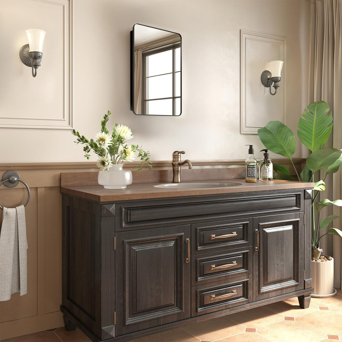 16x24 in Medicine Cabinet with Mirror for Bathroom, Matte Black