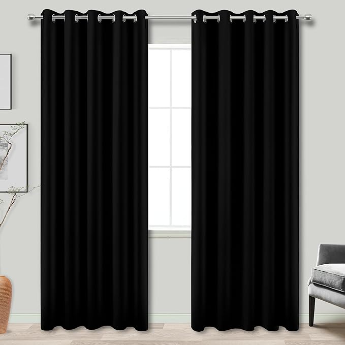KOUFALL 60 Inch Wide Blackout Curtains (Set of 2)