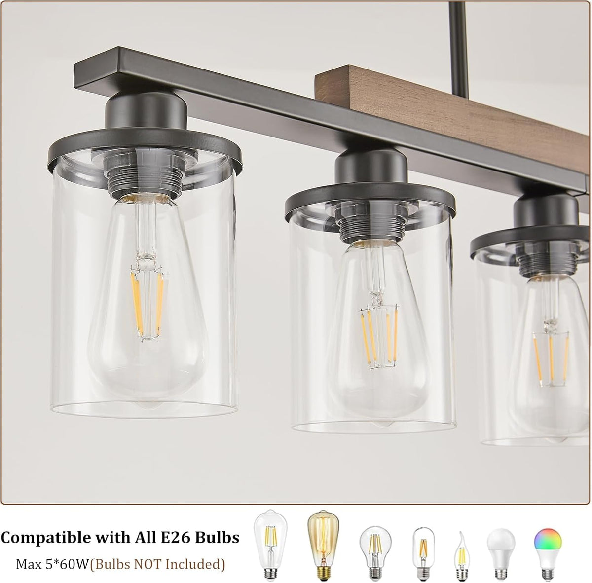 5-Light 32.3in Black Chandelier for Dining Room