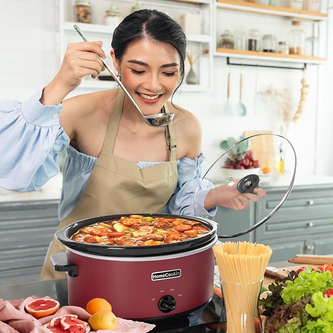 HOMECOOKIN 8 Quart Slow Cooker Oval Manual Pot Food Warmer