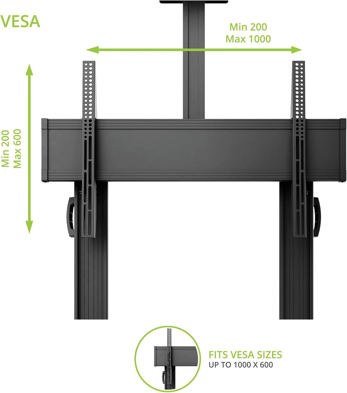 Kanto MTMA100PL Height Adjustable Mobile TV Mount with Adjustable Shelf for 5...