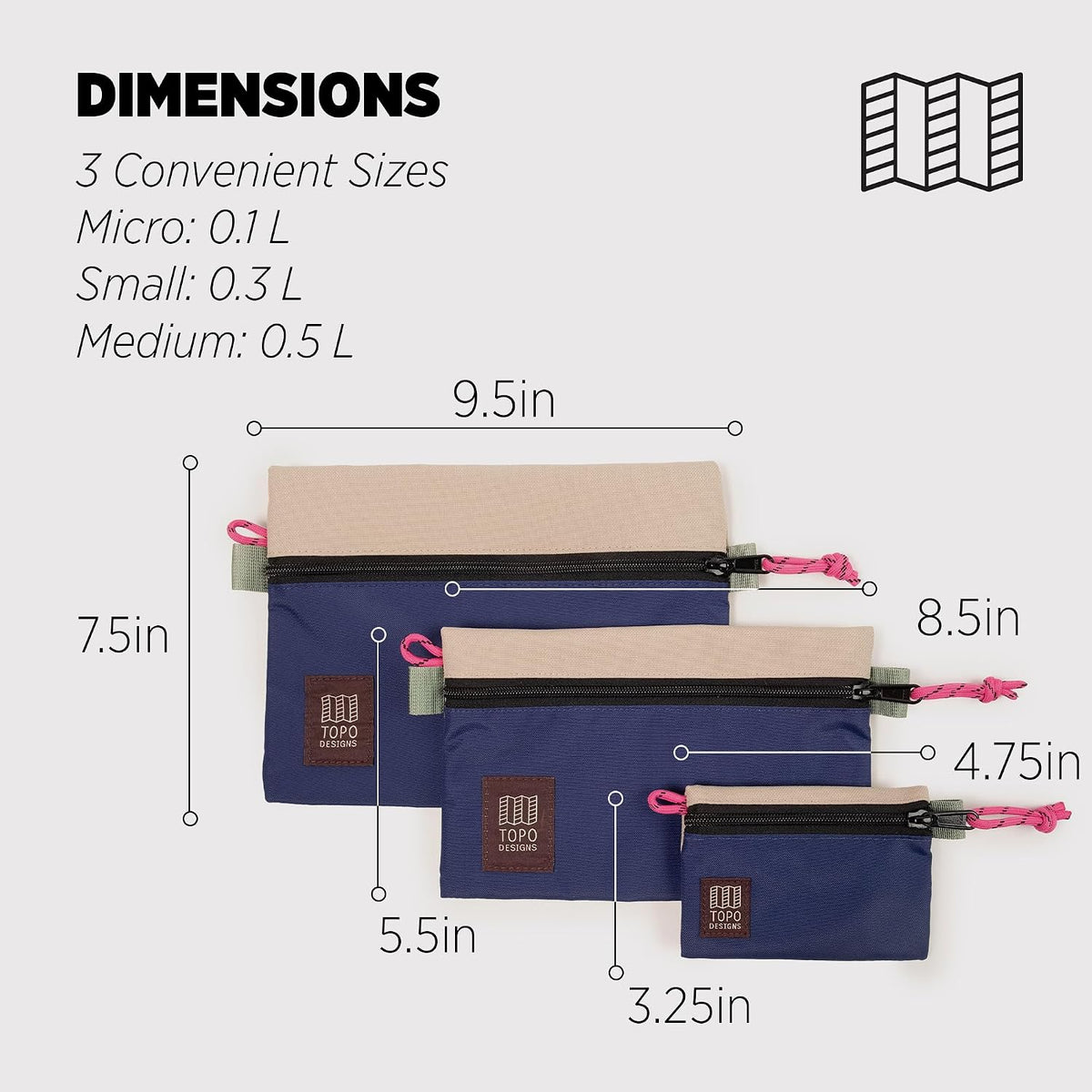 Topo Designs Accessory Bag 3 Piece Bundle, Travel Organizers for Smaller Item...