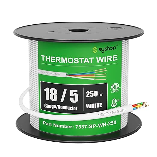 Syston 18/5 Thermostat Doorbell HVAC Heating Control Cable Wire, 18 AWG 5