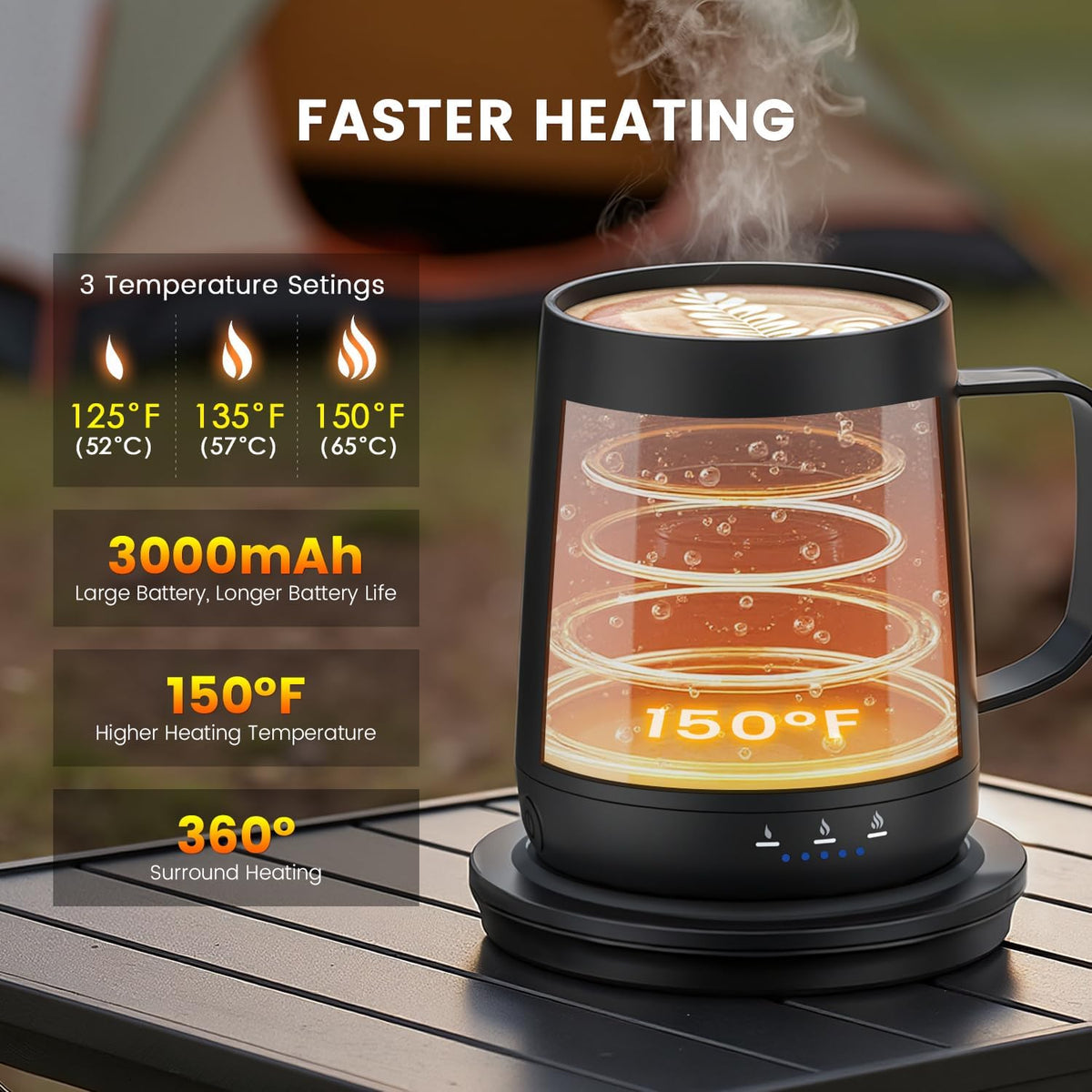 Smart Self Heating Coffee Mug,14oz Temperature Control Coffee Mug,Hot up to 1...