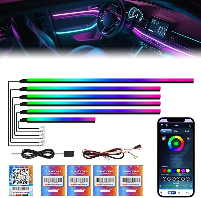 New Version Dreamcolor Acrylic Interior Car Lights 6 in 1 RGB LED Strip Lights