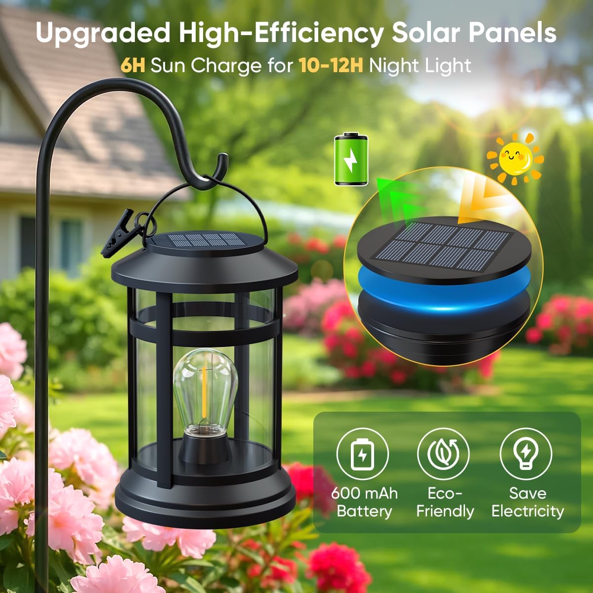 Solar Lanterns Outdoor Waterproof: 4 Pack Hanging Solar Lights for Patio