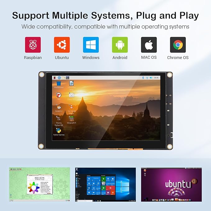 ELECROW 5 Inch Mini Touchscreen Monitor, TN Capacitive 5-Point Touch Screen