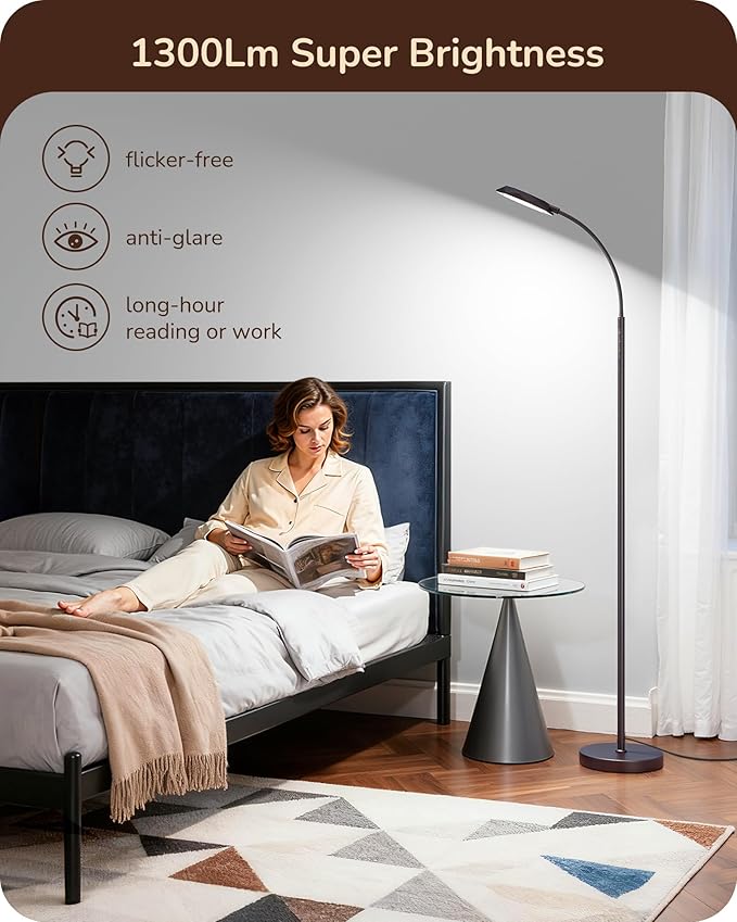 EDISHINE Modern LED Floor Lamp, 1300LM Bright Floor Lamps