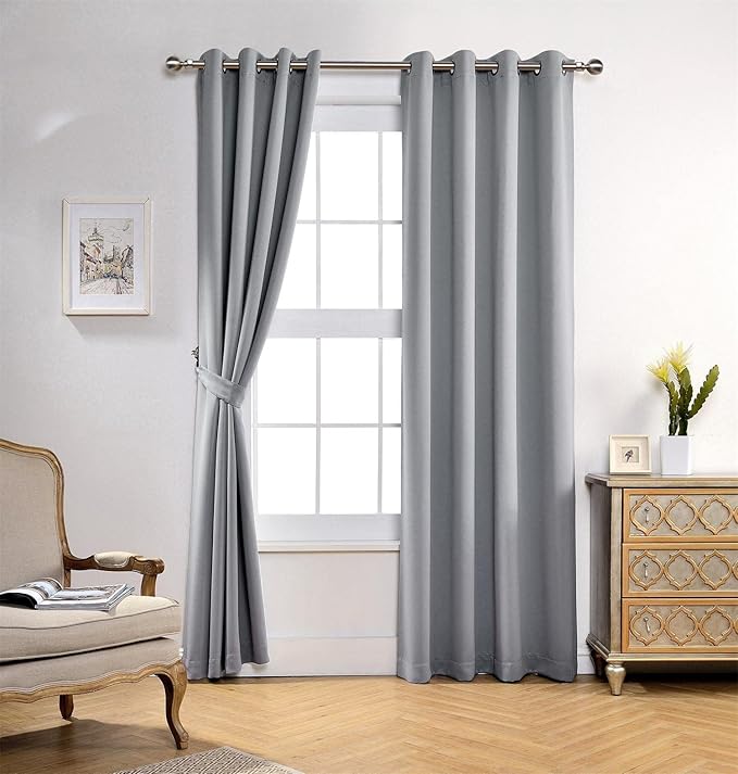 MIUCO Room Darkening Soild Grommet Blackout Curtains (Set of 2)